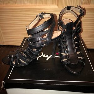 Black strappy heel